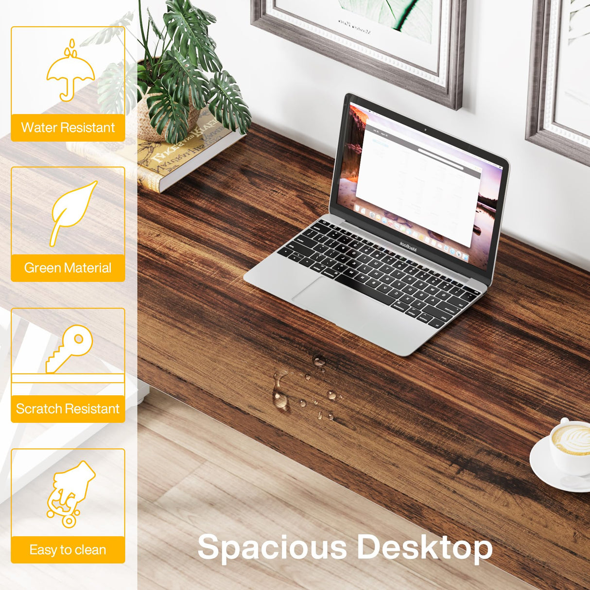 Tribesigns Modern Walnut/White 55" Heavy Duty Computer Desk, Study & Work Desk, 23.6"D x 55.1"W x 29.5"H, Z-Shaped Metal Legs, 330 lbs Capacity Tribesigns