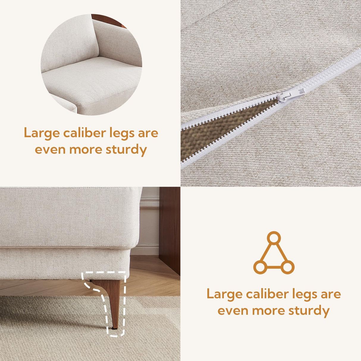 Atopston 63" Fabric Loveseat Sofa, Mid-Century Modern Decor 2 Seater Love Seat Couches, Comfy Armrest Small Couch with Wood Grain Legs for Living Room Apartment, Beige Fabric Atopston