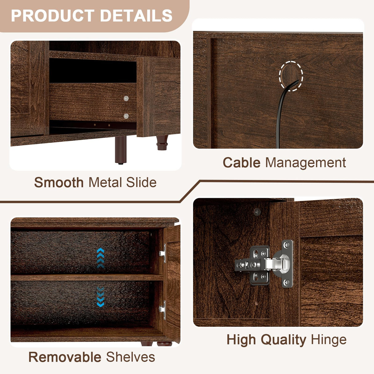 ANJ TV Stand for 75 inch TV, Mid-Century Modern TV Console with Storage Cabinet, Wooden Television Furniture for Living Room, Entertainment Center with Ample Large Storage Space ANJ