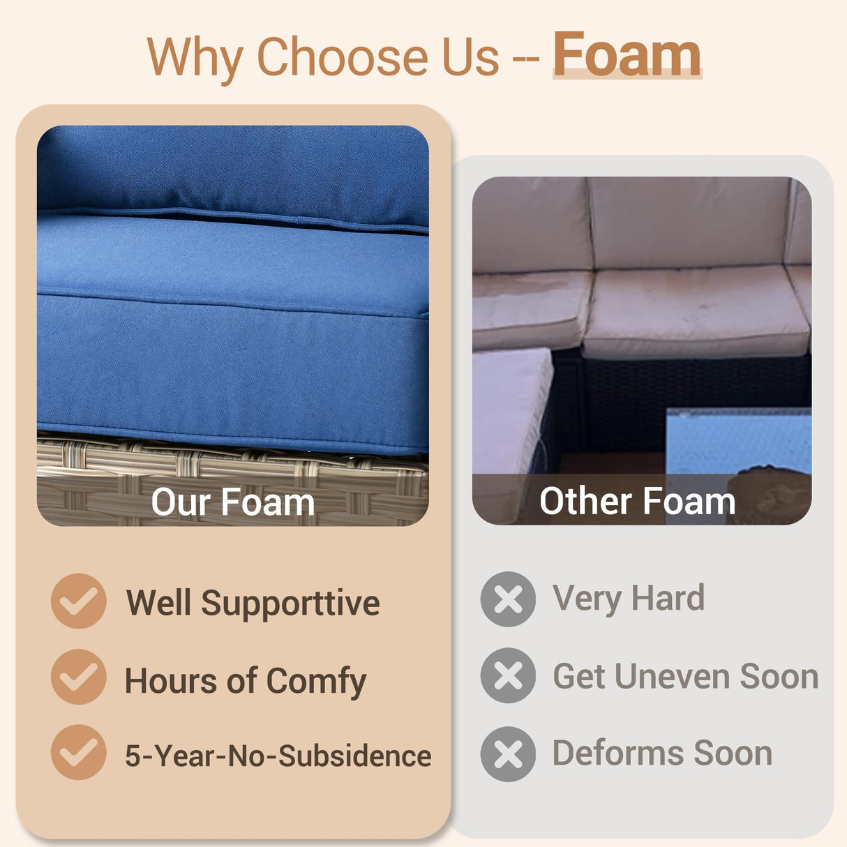 HOOOWOOO Outdoor Patio Furniture Set with Fire Pit Table,11 Pieces Wicker Out Door Sectional Furniture L Shaped Couch,Outside Patio Conversation Sets Swivel Chair,Navy Blue HOOOWOOO