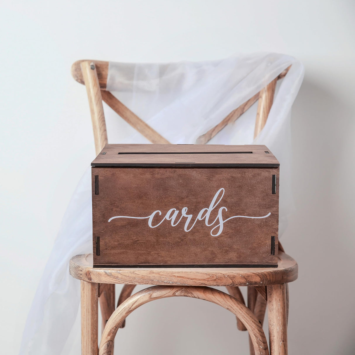 Wooden Wedding Card Box with Slot & Lid | Decorations for Reception for Wedding Gifts & Money | Baby & Bridal Shower, Graduation - Standard Size Heather & Willow