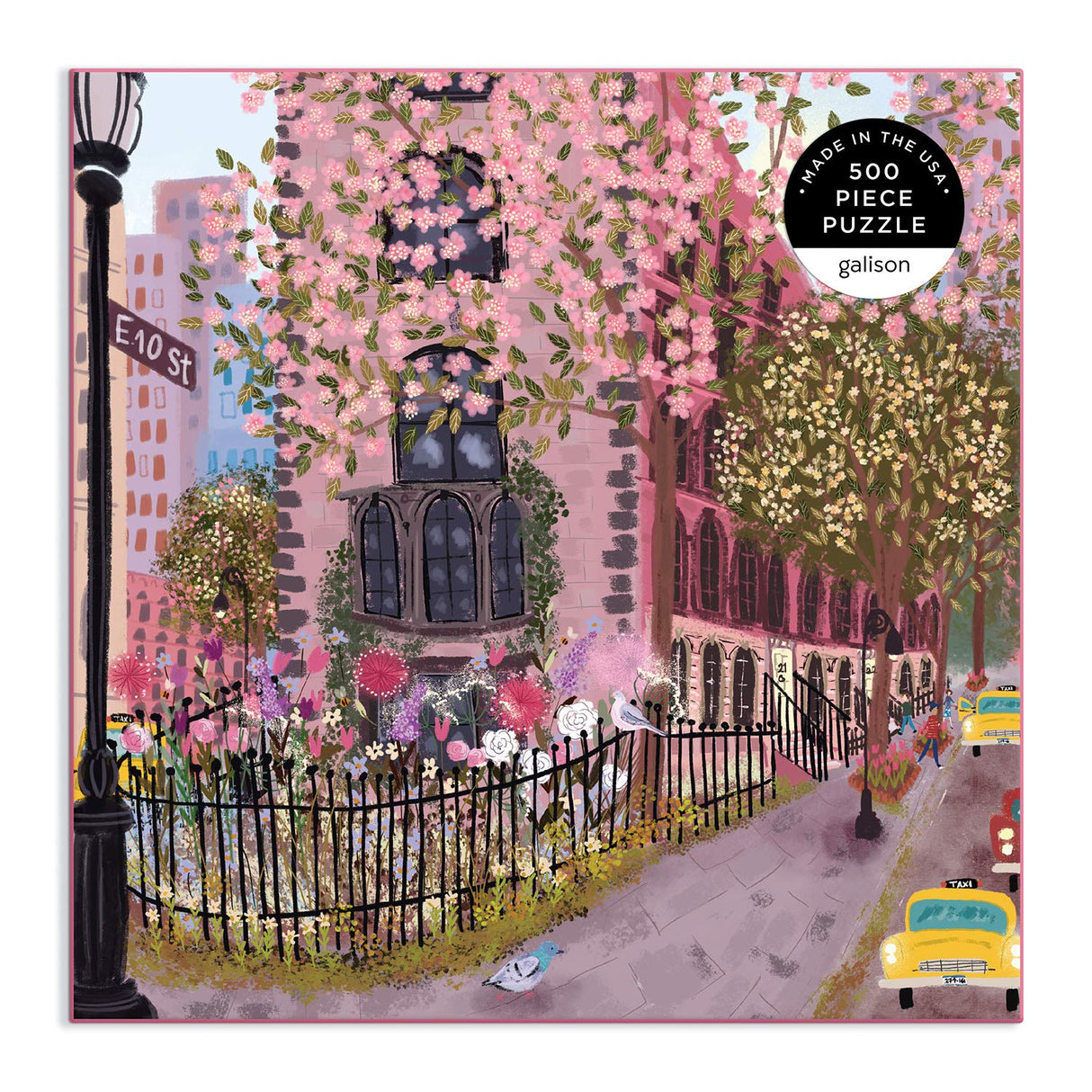 Galison Blooming Streets 500 Piece Puzzle from Galison - Beautifully Illustrated Jigsaw Puzzle of a Local NYC Street, Fun & Challenging, Unique Gift Idea Galison