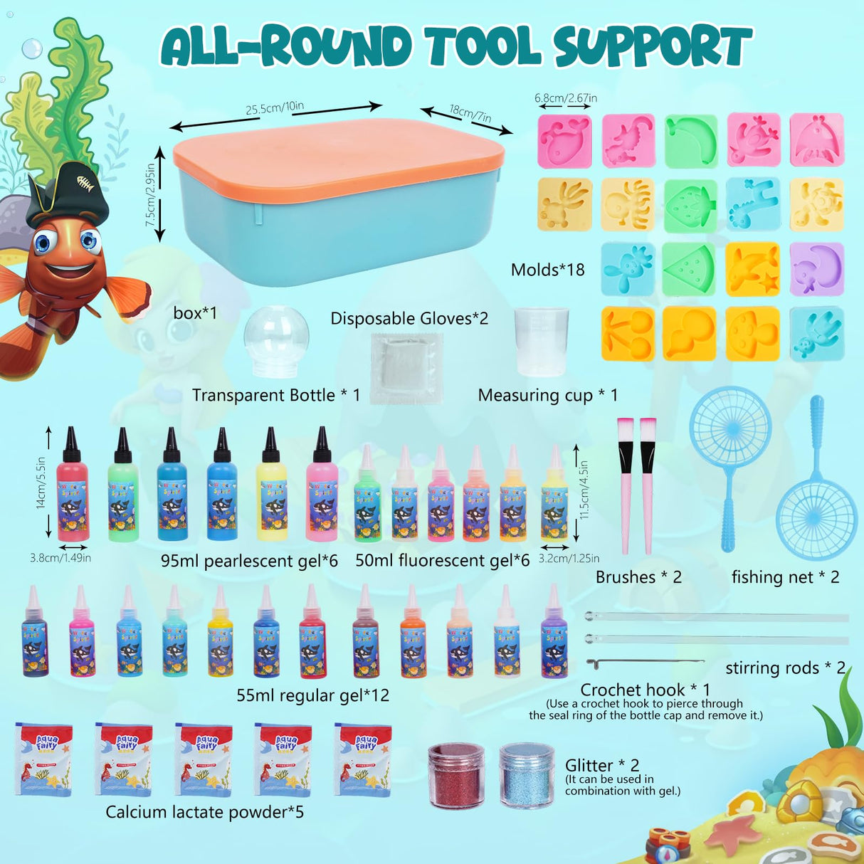 Pintada Magic Water Gel Kit for Kids – Create Squishy Water Pets with 24 Colorful Gels & 18 Molds! DIY Science Toys, Sensory Play, Glow in The Dark Crafts for Girls Boys Ages 6-12 Pintada