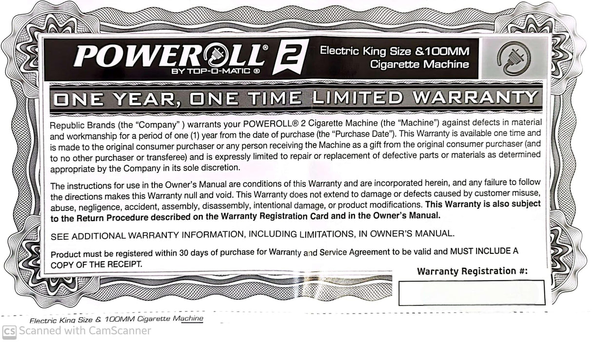 Poweroll 2 Electric Cigarette Machine - King Size & 100mm Top-O-Matic