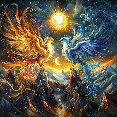 Bowetile 5D Diamond Art Phoenix Kits for Adults Beginners, Animals Diamond Painting Phoenix Kits, DIY Full Round Drill Diamonds Dots Paintings Picture Gem Art Craft for Home Wall Decor 12x12 Inch