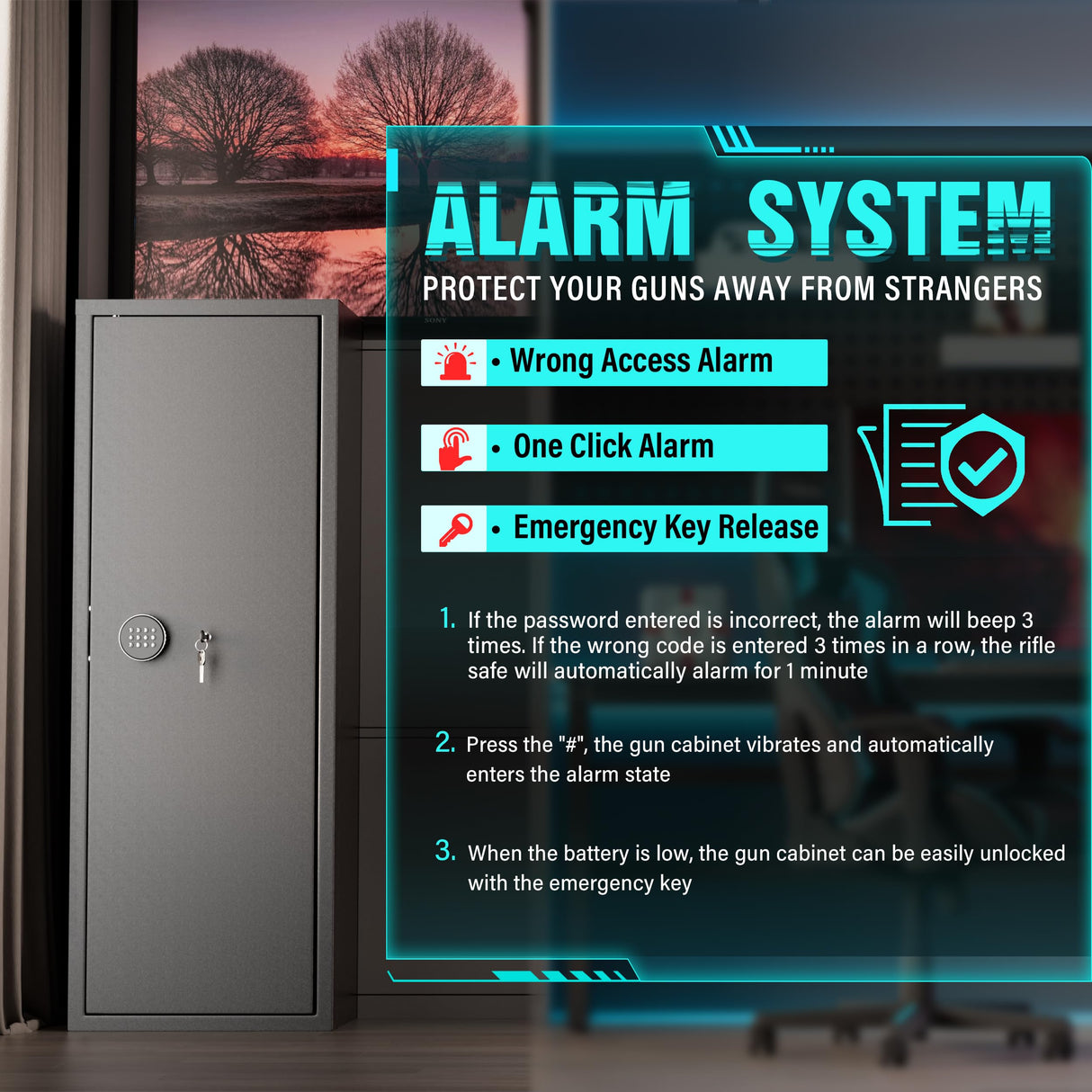 Superday 10-12 Rifle Gun Safe with Keyboard, Quick Access Large Gun Safe for Rifles, Locking Gun Cabinet Rifle Safe with Gun Safes Pockets and Adjustable Rifle Rack for Home, Office Superday