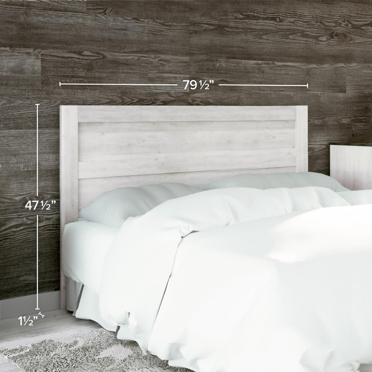 Prepac Rustic Ridge Farmhouse Queen Headboard, King (U.S. Standard), Washed White Prepac