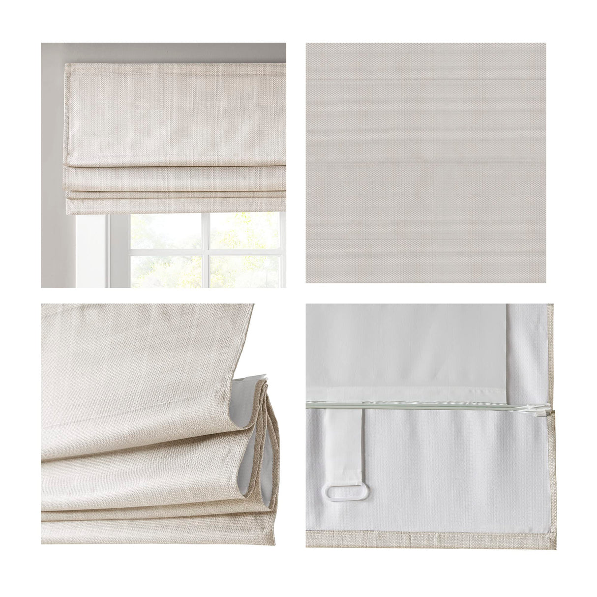 Madison Park Galen Cordless Roman Shades-Fabric Privacy Single Panel Darkening,Energy Efficient,Thermal Insulated Window Blind Treatment,for Bedroom,Living Room Decor,31"x64", Galen Basketweave Ivory Madison Park