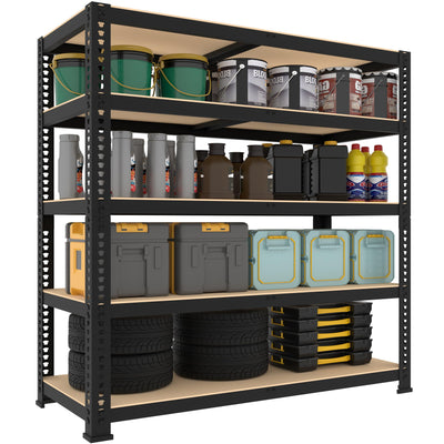 BuxWellBang 5 Tier Garage Storage Shelves - 40" W x 18" D x 72" H Heavy Duty Adjustable Shelving Unit, Metal Organizer Utility Rack for Basement, Pantry, Kitchen, Black