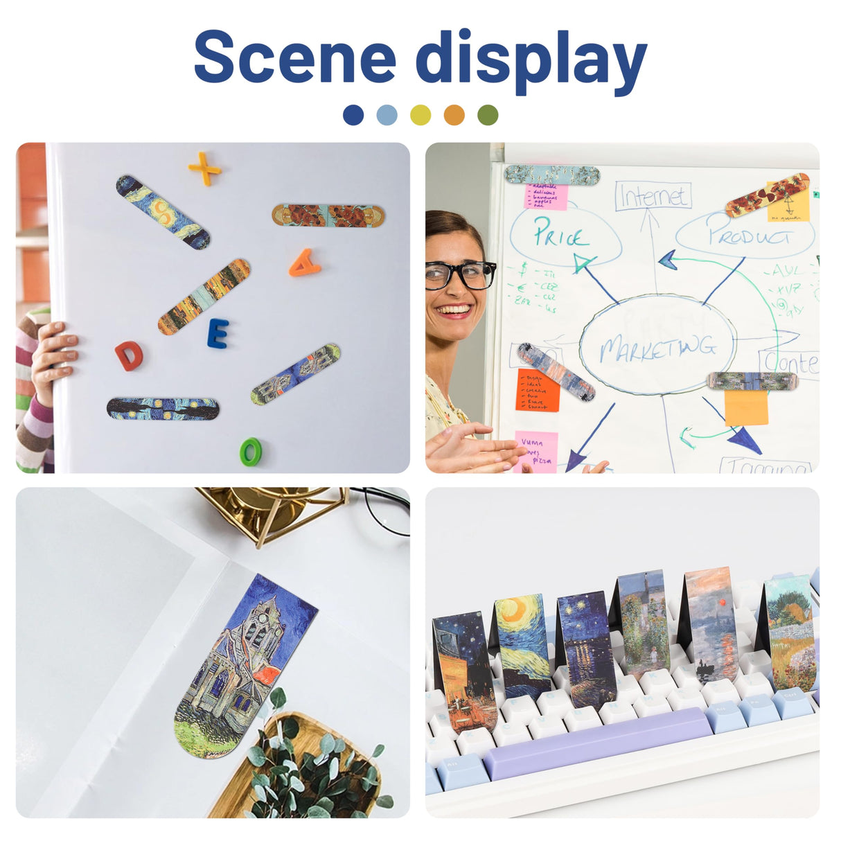 Chambom 16 PCS Magnetic Bookmarks - Bookmarks for Book Lovers, Bulk Bookmarks, Oil Painting Magnetic Bookmarks for Women, Men, Kids, Students Chambom