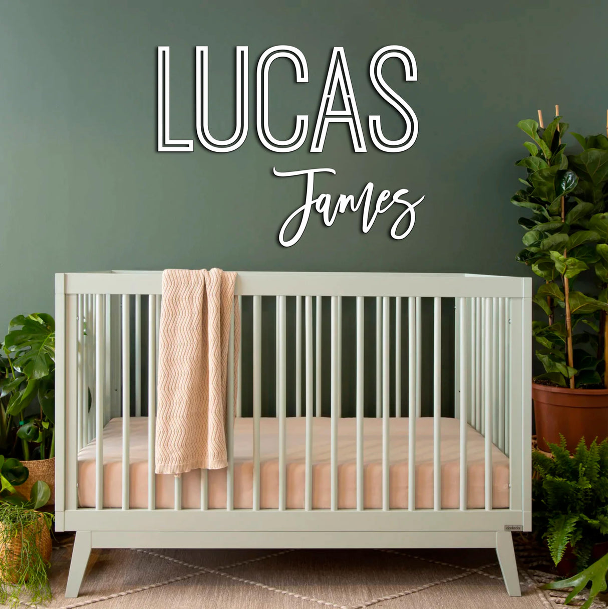 First and Middle Name Signs for Nursery Wooden Name Signs for Kids Room Personalized Name Sign Woodland