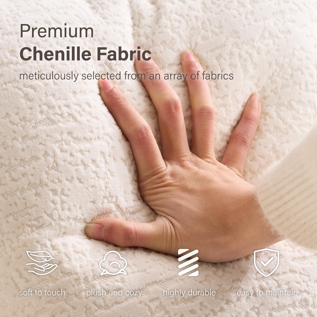 Olodumare Loveseat Sectional Sofa for Living Room, 65’’ Modern Luxury Plush Chenille Extra Deep Seat Curved Cloud Floor Couch with 3 Throw Pillows for Small Spaces, No Assembly Needed, Cream White Olodumare