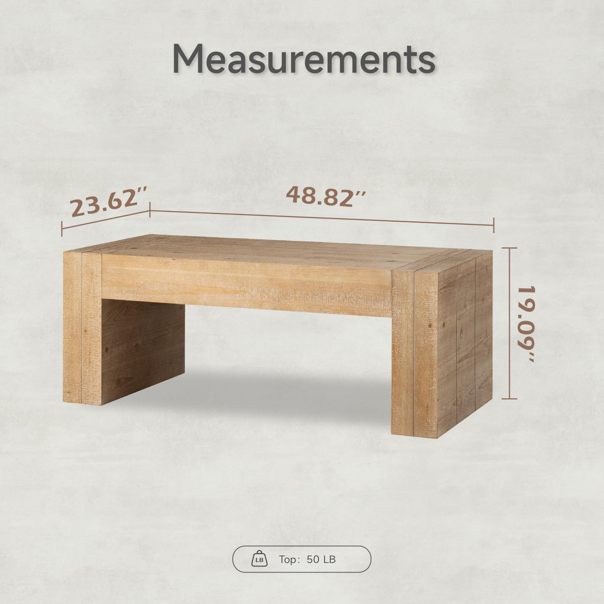 COZAYH Modern Rustic Wood Coffee Table with Thick Legs, Rectangular Living Room Center Table, Natural Finish Design, Sturdy Farmhouse Style for Home Decor, Office, Brown COZAYH