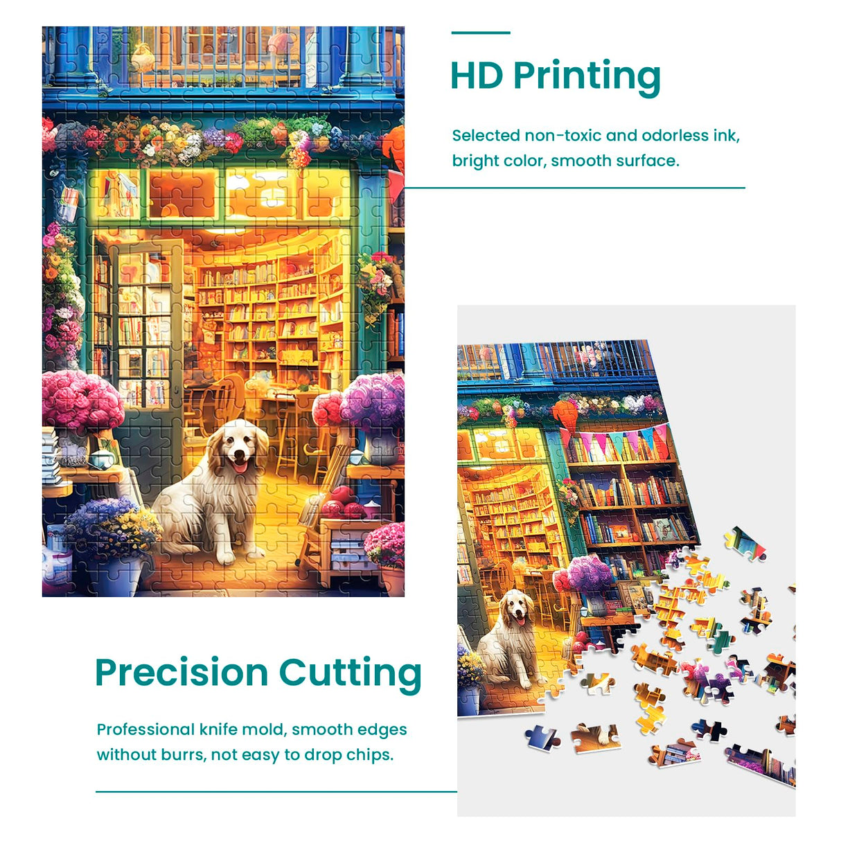 500 Piece Puzzles for Adults, Jigsaw Puzzles 500 Pieces, Puzzles 500 Pieces for Adults, Bookstore Dogs Jigsaw Puzzles, Funny Puzzles, Great Gift for Family Friends, Large Puzzles 20.5 x 15 in Nitktaia