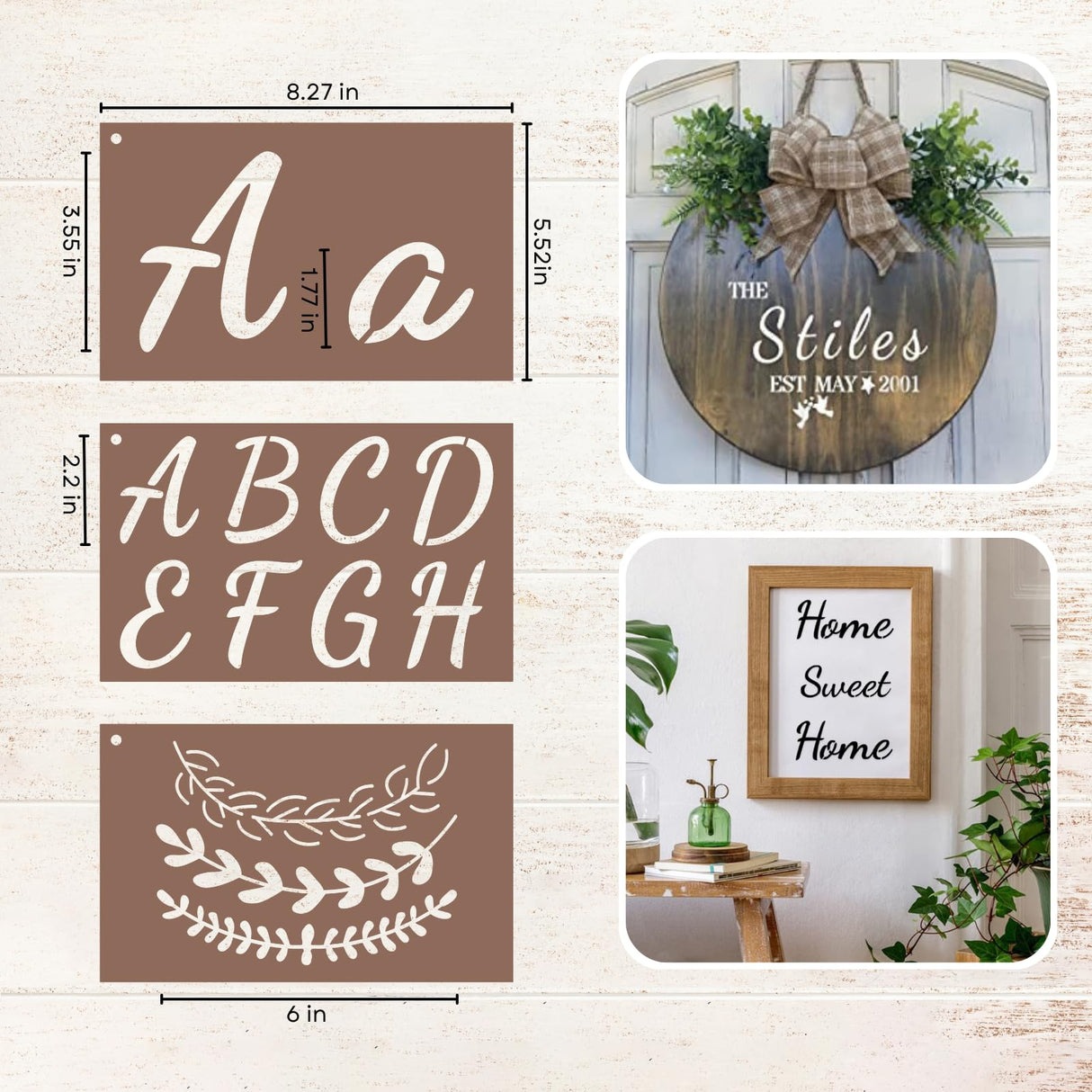 Stencils for Painting, 45 Pack, 8.27x5.52 Inch, Reusable Plastic Large Letter Stencils for Painting on Wall, Wood, Fabric, Rock, Chalkboard, Signage, Art Projects Lofivilra