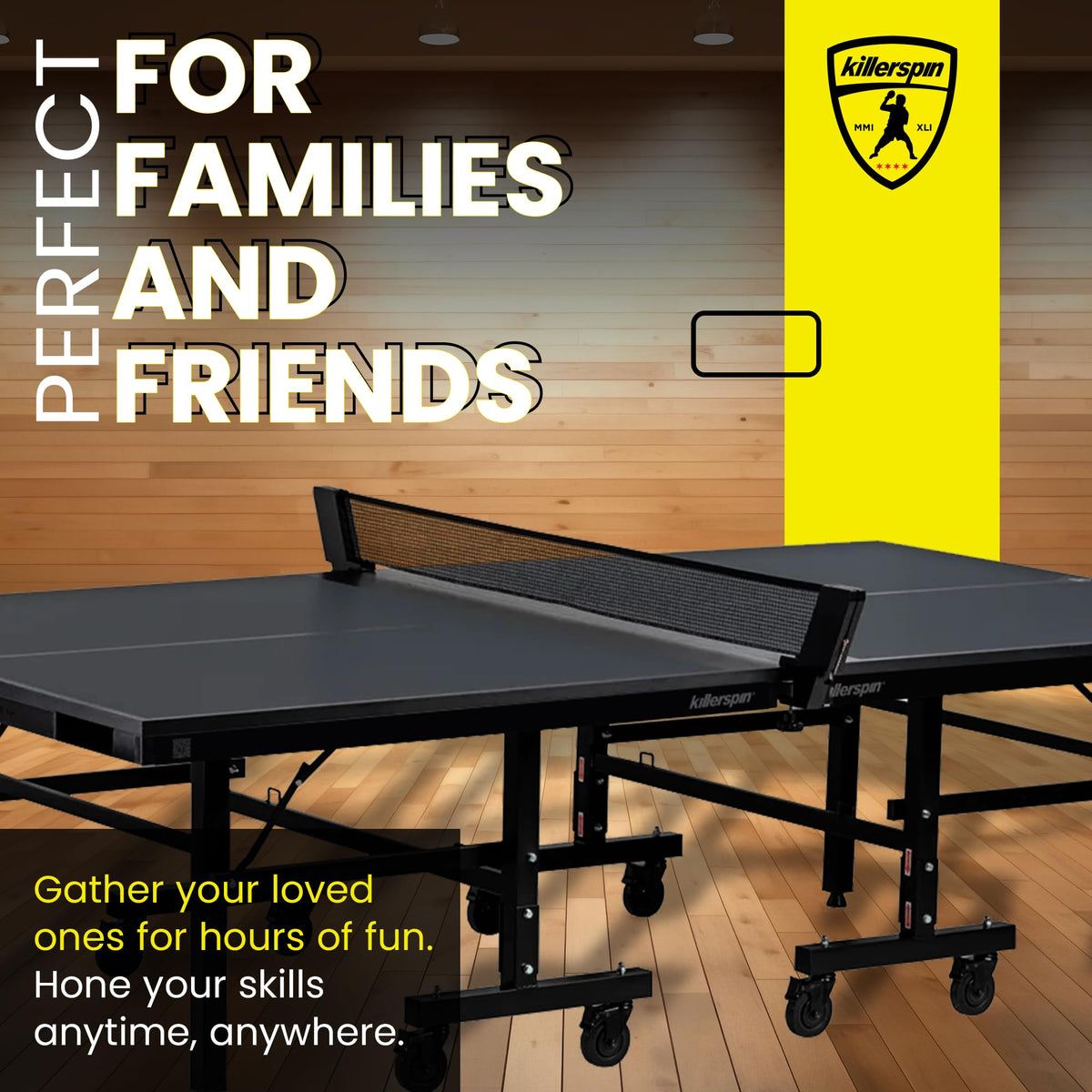 Killerspin MyT 415X Mega, Ping Pong Table, Foldable Table for Table Tennis, Portable Ping Pong Table Set with Built-in Paddle and Ball Storage, 25mm MDF Board Pingpongball Table, Graphite Color Killerspin