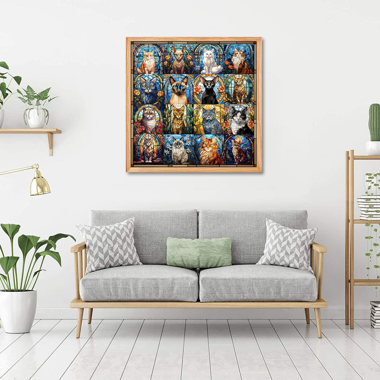 PICKFORU Stained Glass Puzzles Cat Puzzles for Adults 1000 Pieces, Kitten Kitty Puzzles Collage Puzzles 1000 Pieces Hard, Impossible Challenging Jigsaw Puzzles,Colorful Mosaic Cats Puzzle PICKFORU