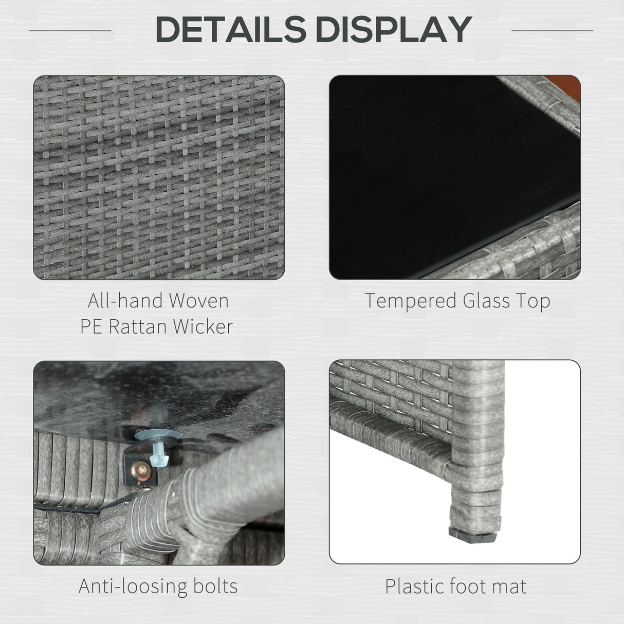 Outsunny 9-Piece PE Rattan Patio Furniture Set, Outdoor Wicker Patio Dining Set, Cushions, 4 Armchairs, 2 Easy-Store Ottoman Footrests, 1 Tempered Glass Center Coffee Table, Dark Gray Outsunny