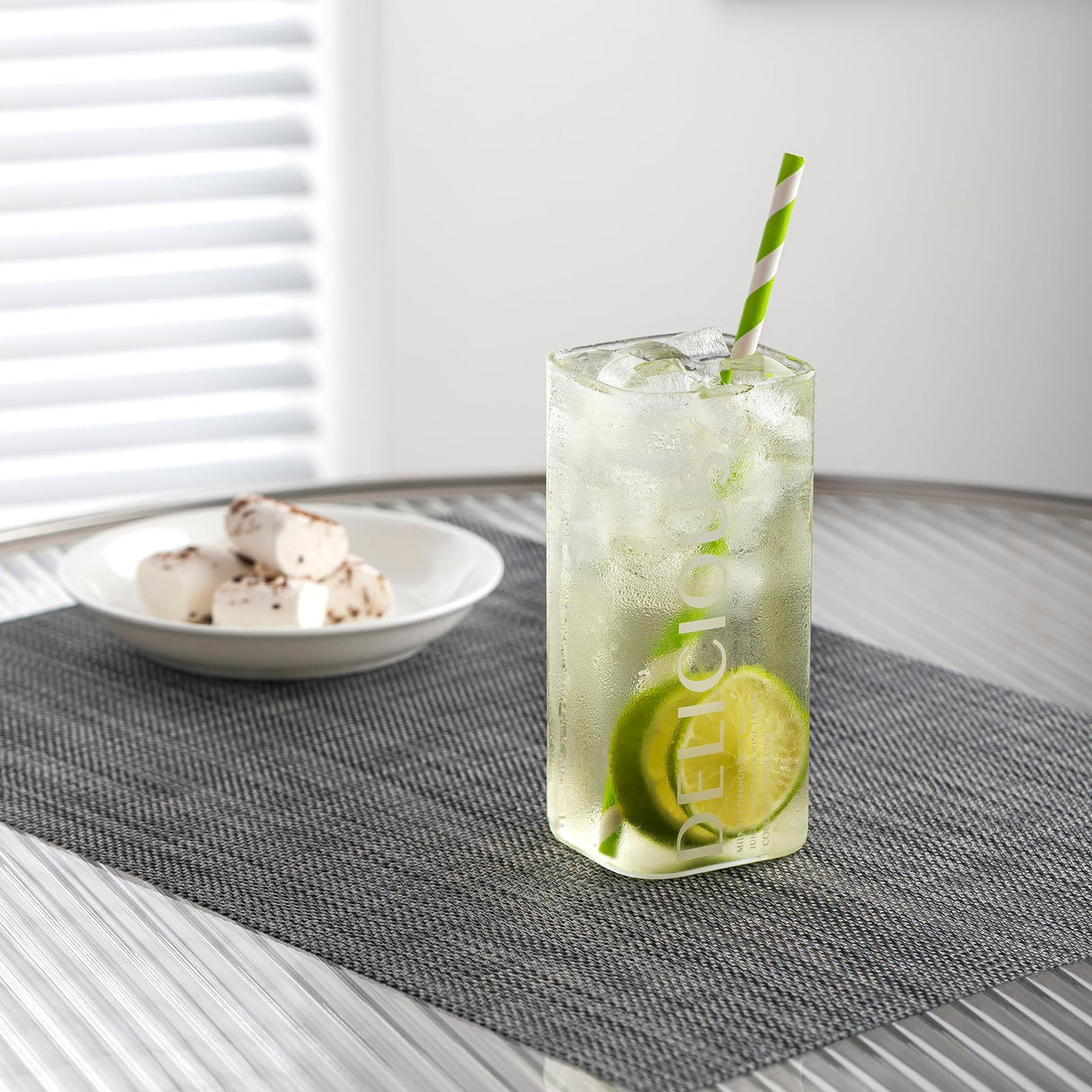 LEXMORE Placemats Set of 8 Vinyl/Plastic Woven Place Mats for Kitchen Table Indoor/Outdoor Washable Placemat Wipeable Dining Table Mats(Dark Gray) LEXMORE