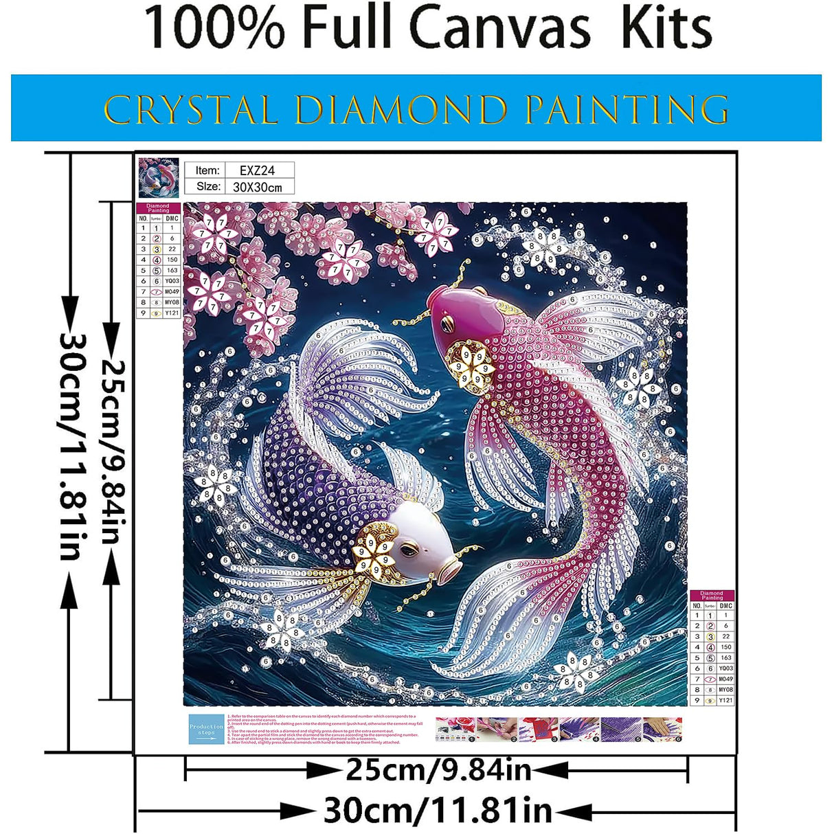 CHWGLFGG 5D Diamond Art Kits for Adults Beginners, Two Fish Special Shape Diamond Painting, DIY Drill Diamond Dot Gem Art Kits for Adults, Home Wall Decor 11.8X11.8 Inch CHWGLFGG