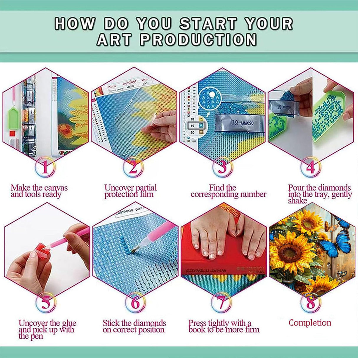 Diamond Painting Kits for Adults Sunflowers - Butterfly Diamond Art Kits for Adults, Round 5D Gem Art Kit for Adult Flowers DIY Crafts Kit Gift Home Wall Decor Gifts (16x12 inch) xackcme