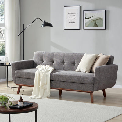 Kingfun 77.2" W Loveseat Sofa, Mid Century Modern Decor Love Seat Couches for Living Room, Button Tufted Upholstered Furniture, Solid & Easy to Install Small Couch for Bedroom Office Apartment, Gray