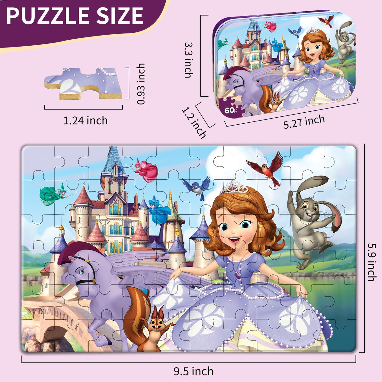 Puzzles for Kids Ages 4-6, 60 Piece Jigsaw Puzzles in Metal Box, Educational Learning Toys for Boys and Girls, Premium Puzzle Games, Kids Puzzle Gift Eagarch