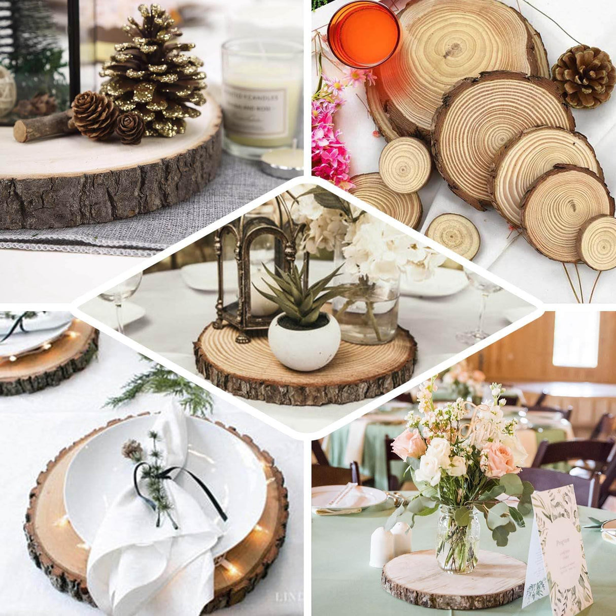 Efavormart 15"~18" | Rustic Natural Wood Slices Round Poplar Wooden Slab Table Centerpiece Efavormart.com