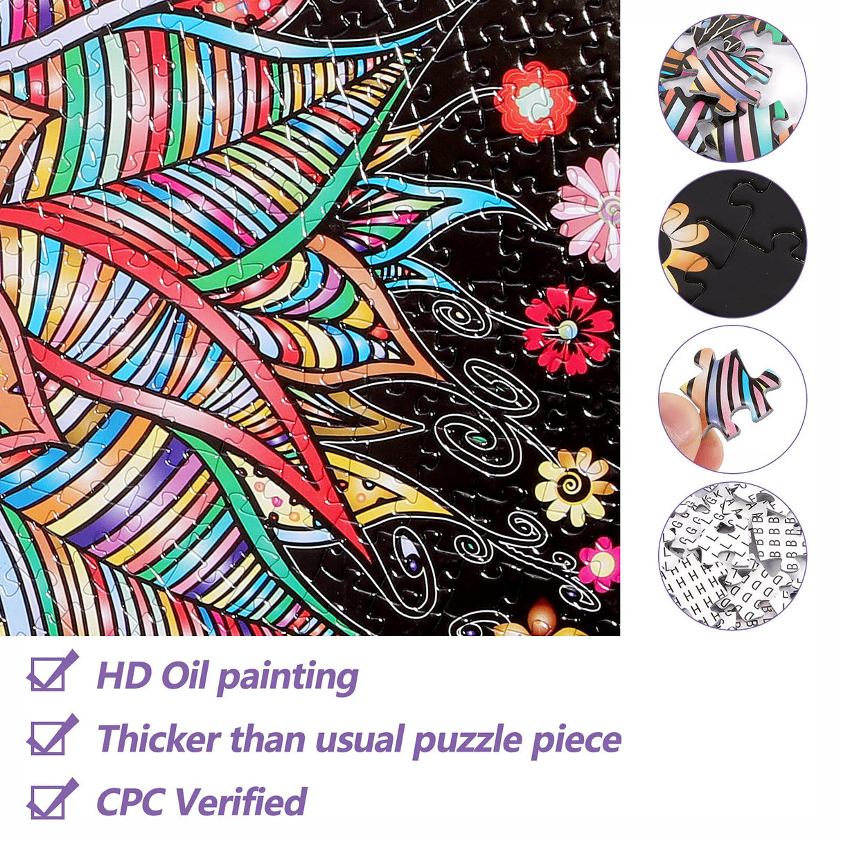 Bgraamiens Puzzle-Flower Whisper-1000 Pieces Round Puzzle Color Challenge Jigsaw Puzzles for Adults and Kids Bgraamiens