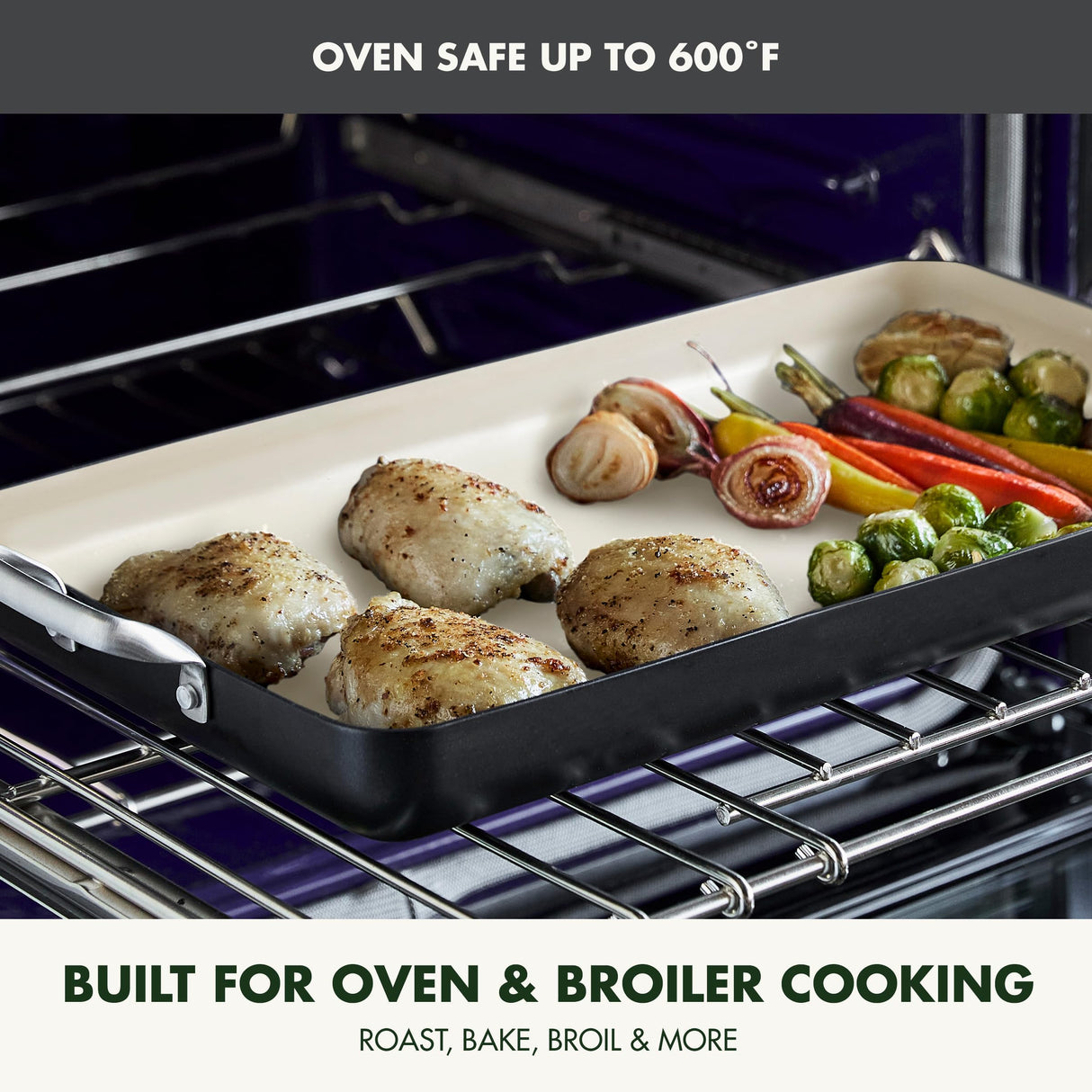 GreenPan 18" x 11" Double Burner Griddle Pan, Hard Anodized Healthy Ceramic Nonstick PFAS-Free, Stainless Steel Handles, Stovetop Cooking, Dishwasher Safe, Oven & Broiler Safe Cookware, Black GreenPan