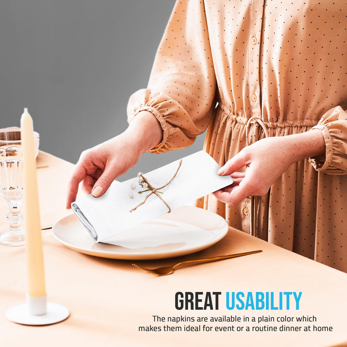 Utopia Home White Cloth Napkins (12 Pack, 20x20 Inches), Ideal Dinner Napkins for Party, Wedding and Lunch/Dinner Utopia Home