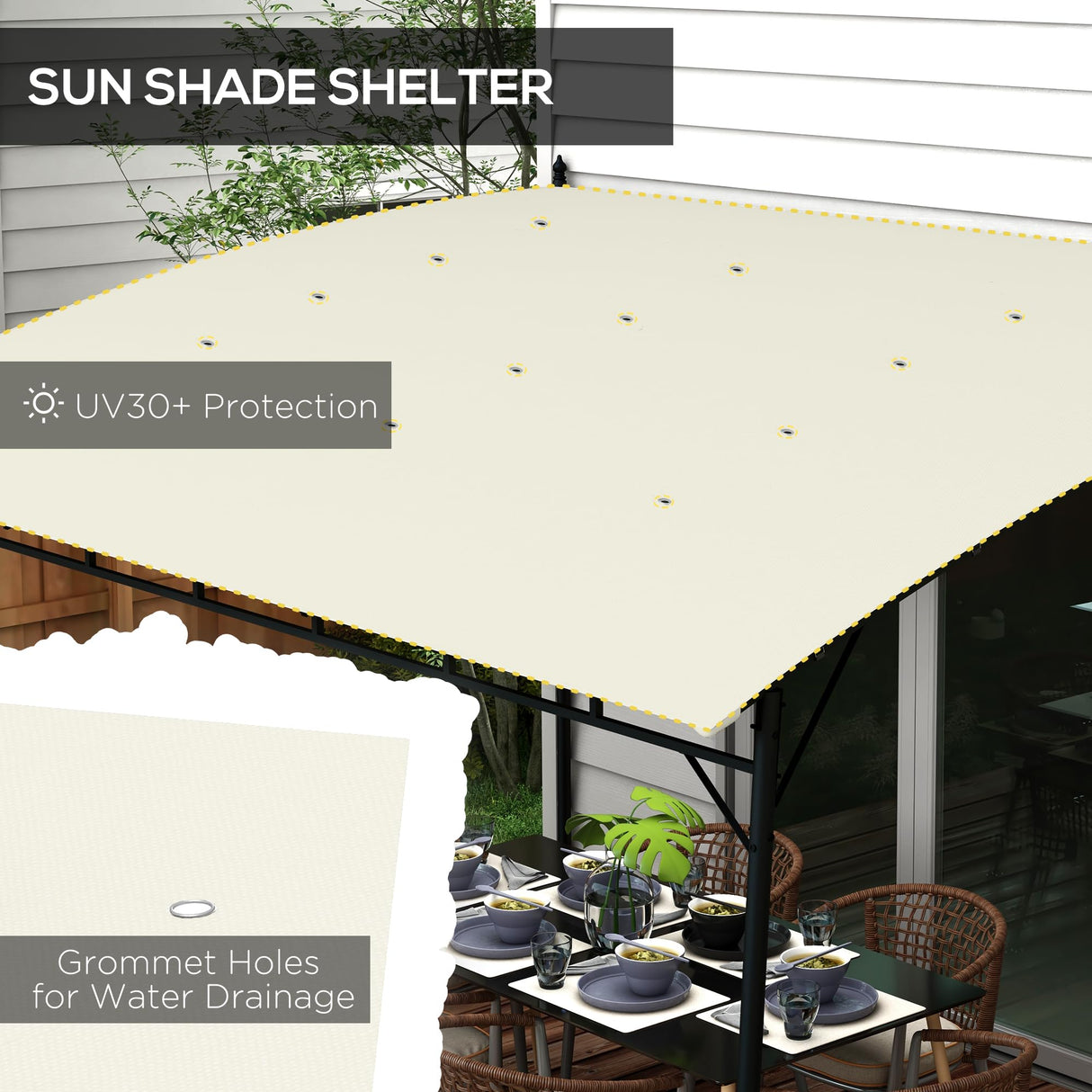 Outsunny 10' x 13' Outdoor Pergola Gazebo with UV-Resistant Canopy and Metal Frame, Sun Shade Shelter for Porch, Patio, Deck, Backyard, Cream Outsunny