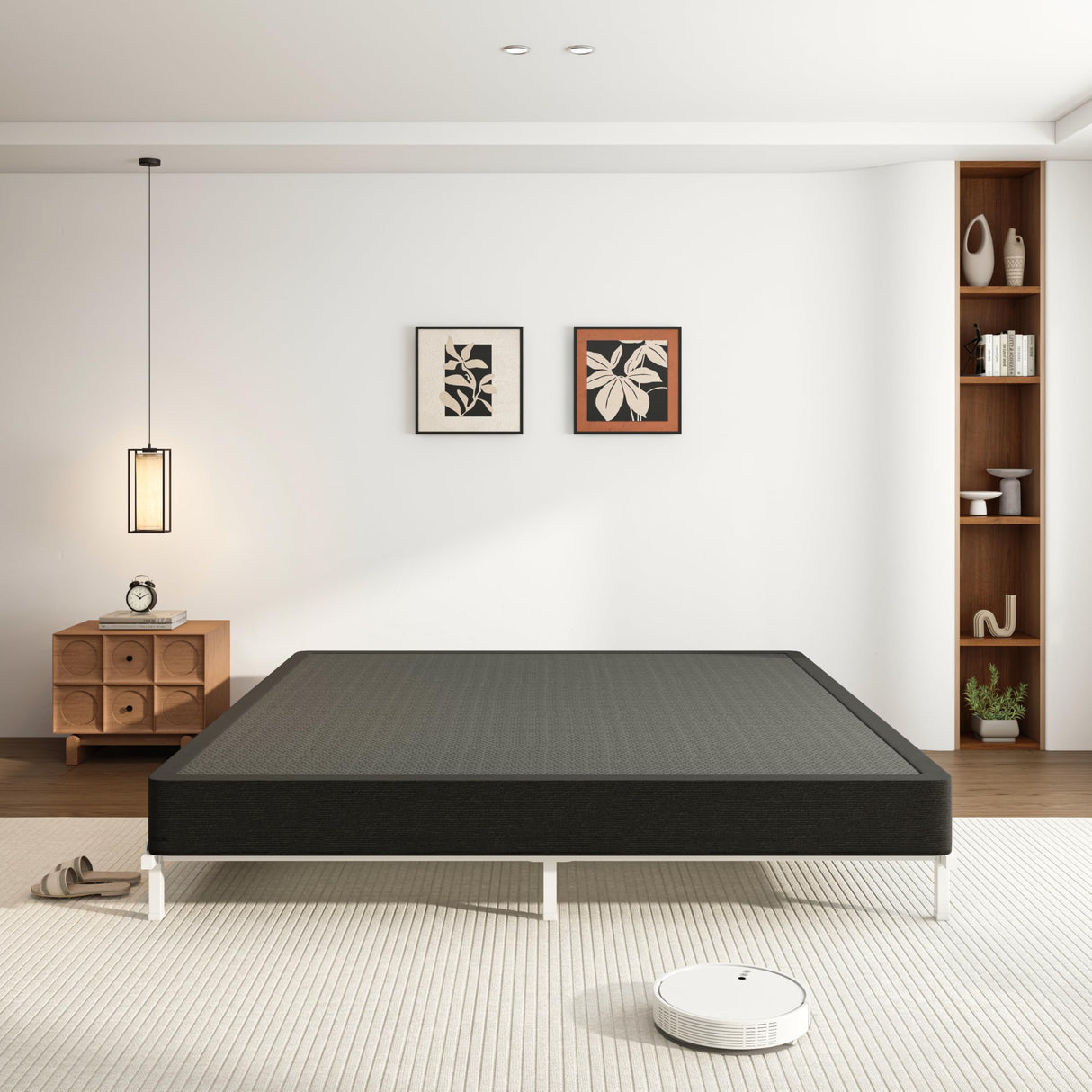 VIPSHOW 7 Inch King Metal Box Spring with Round Corners - 3000 lbs Capacity, High Profile Heavy Duty Mattress Foundation with Steel Slats, Noise-Free, Easy Assemble, Black VIPSHOW