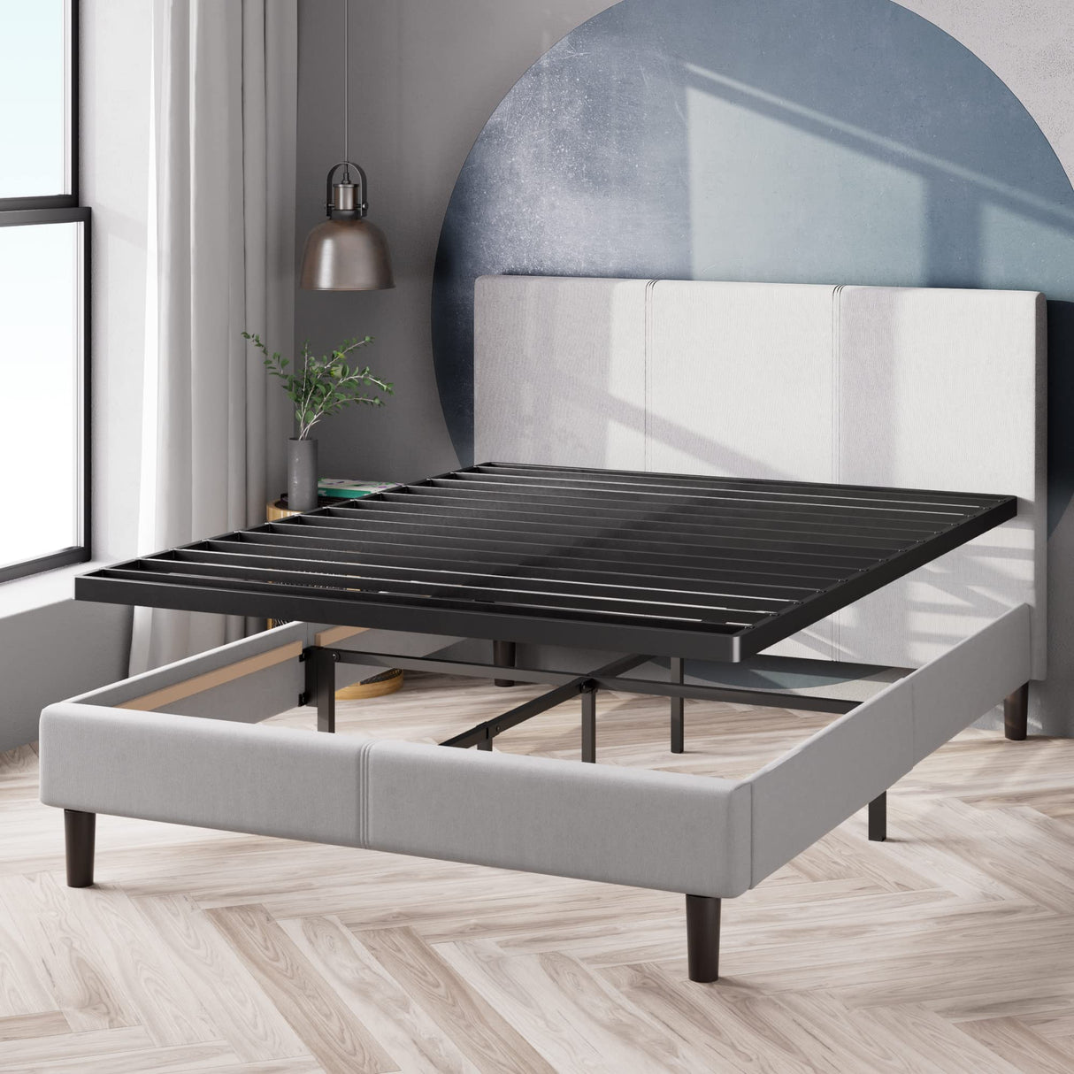 ZINUS Quick Lock Bunkie Board, Box Spring & Bed Slat Replacement, Metal Frame with Steel Slats, Easy Assembly, Queen Zinus