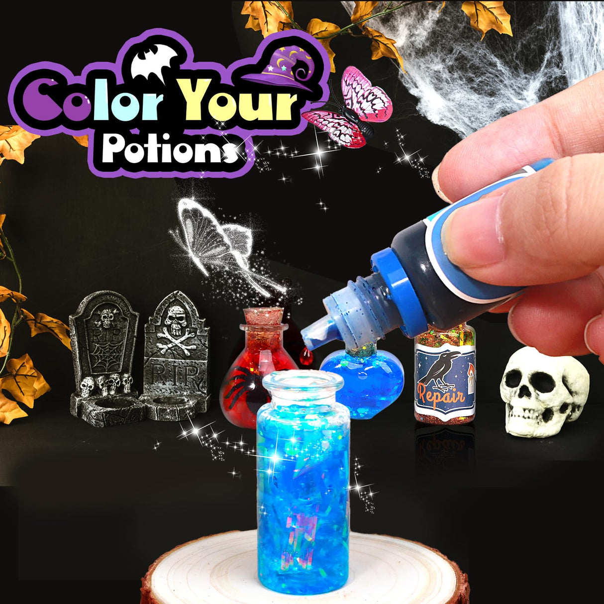 FAMOPLAY Mystery Potion Kit for Kids, Magic Mix Kit 18 Bottles, Witch Potion Making Kit, Magic Crystal Castlel, Halloween Decorations Birthday Gifts Toys for Boys and Girls Age 6 7 8 9 10+ FAMOPLAY