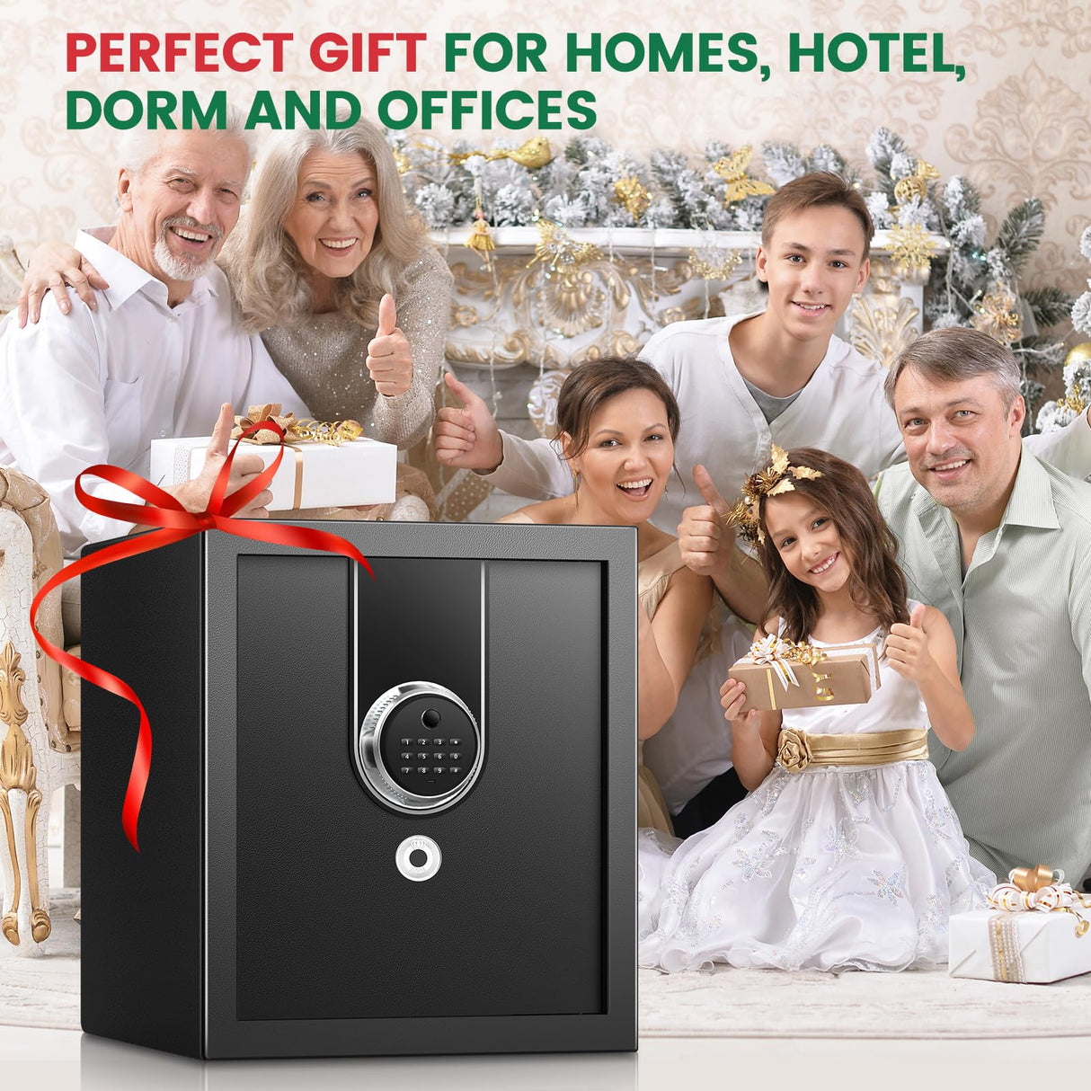 2.0 Cuft Biometric Safe Box, Fireproof Safe for Home with Digital Keypad and Spare Keys, Safety Box for Money, Documents, and other Valuables Thmosz