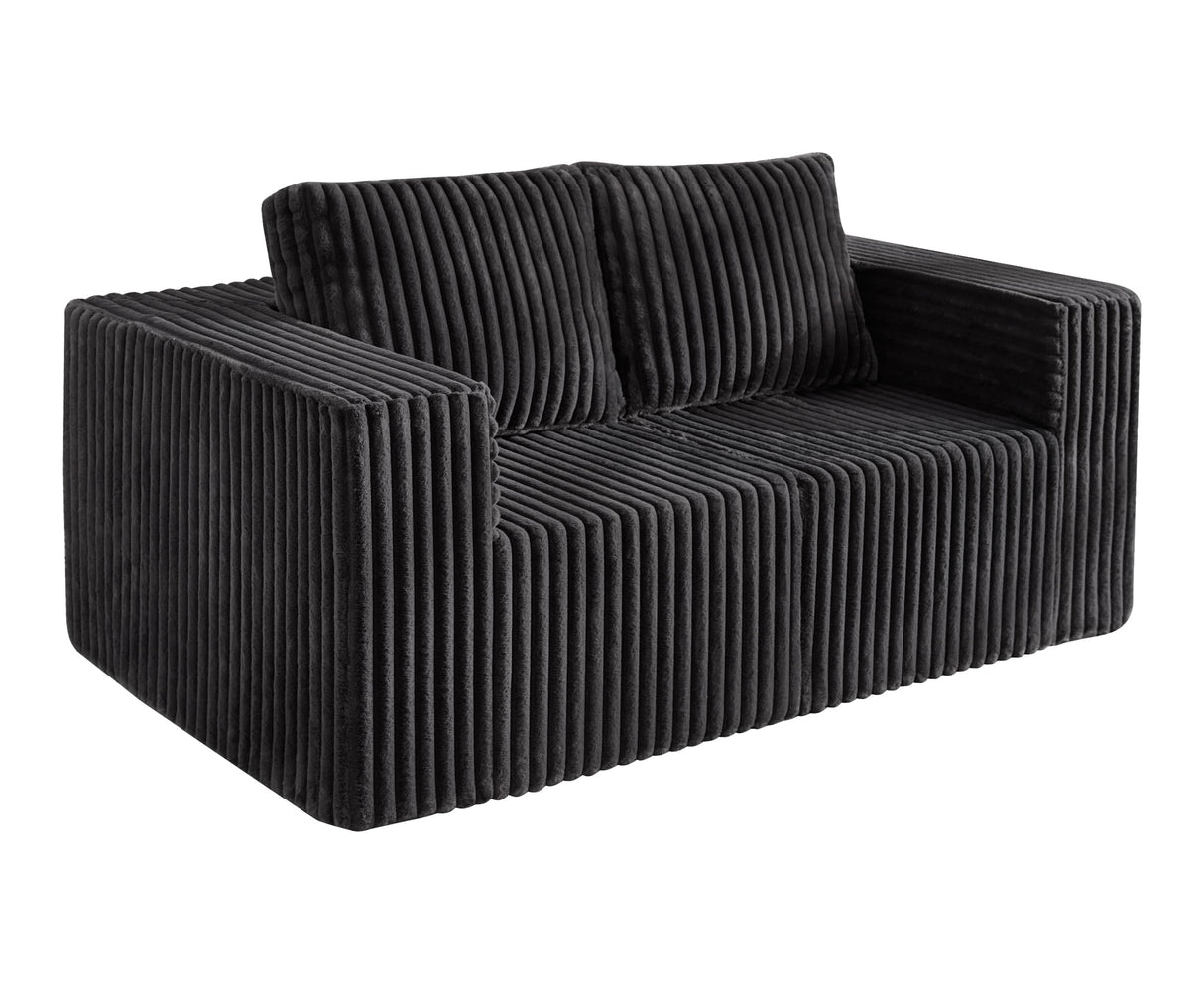 Modular Sectional Sofa 2 Seater Loveseat Modular Sofa Couch with Deep Seat Memory Foam Cloud Sofa Chair with Pillows Oversized Sectional Sofa for Living Room Bedroom (Strip Grey, Loveseat) Hobestluk