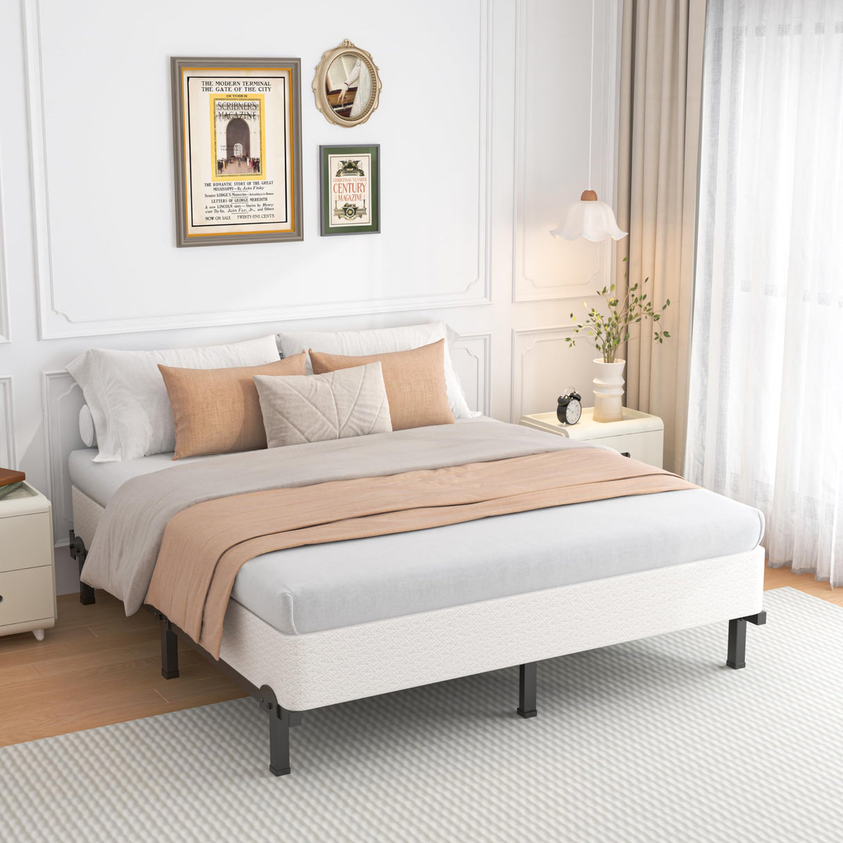 ROIL 10 Inch King Box Spring, Heavy Duty Metal Box Spring Mattress Foundation with Fabric Cover, 3500lbs Max Weight Capacity, Easy Assembly, Noise Free, Non-Slip ROIL