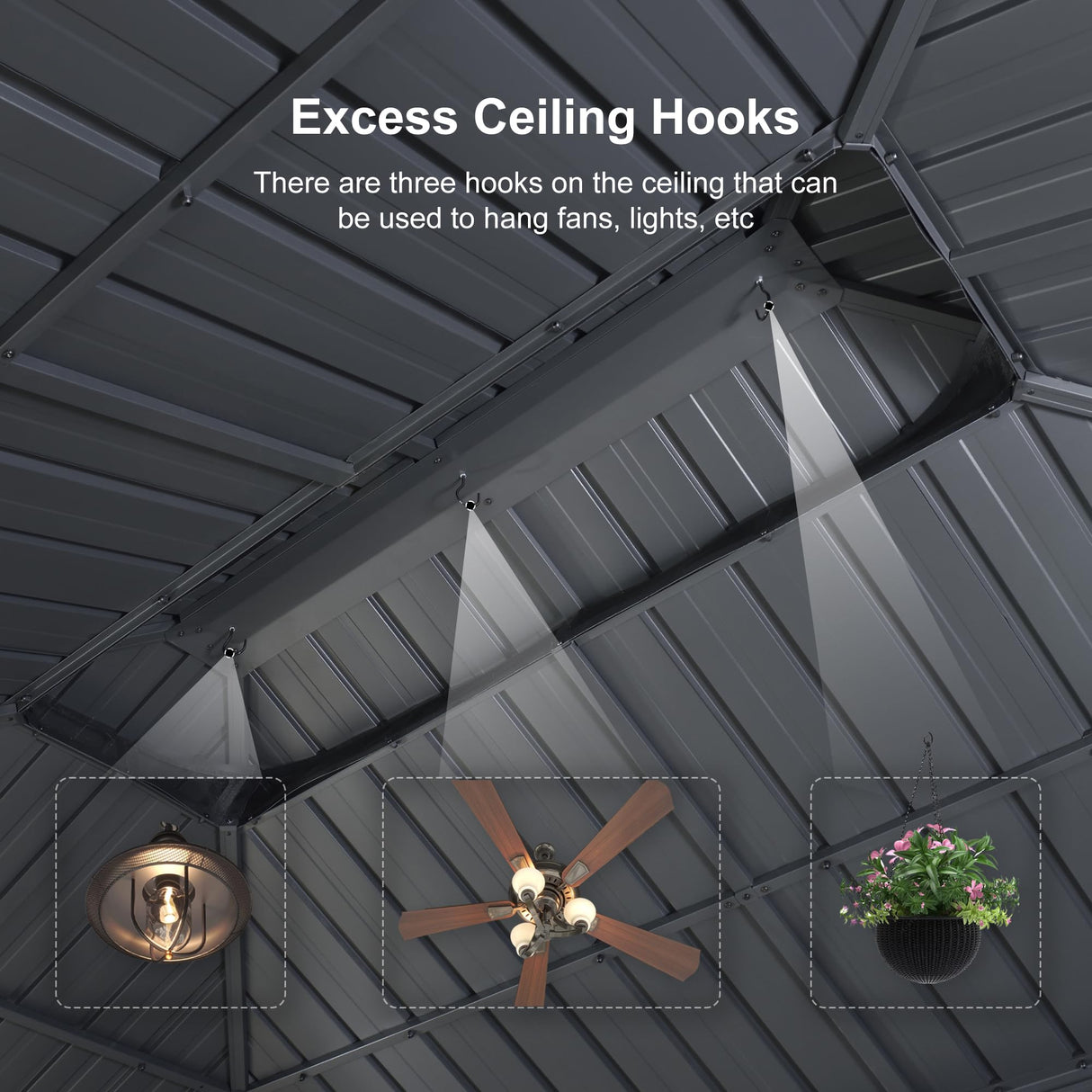 PURPLE LEAF 12' X 14' Hardtop Gazebo Patio Hardtop Gazebo with Heavy Duty Galvanized Steel Double Roof for Patio Lawn Garden, Netting and Curtains Included, Grey PURPLE LEAF