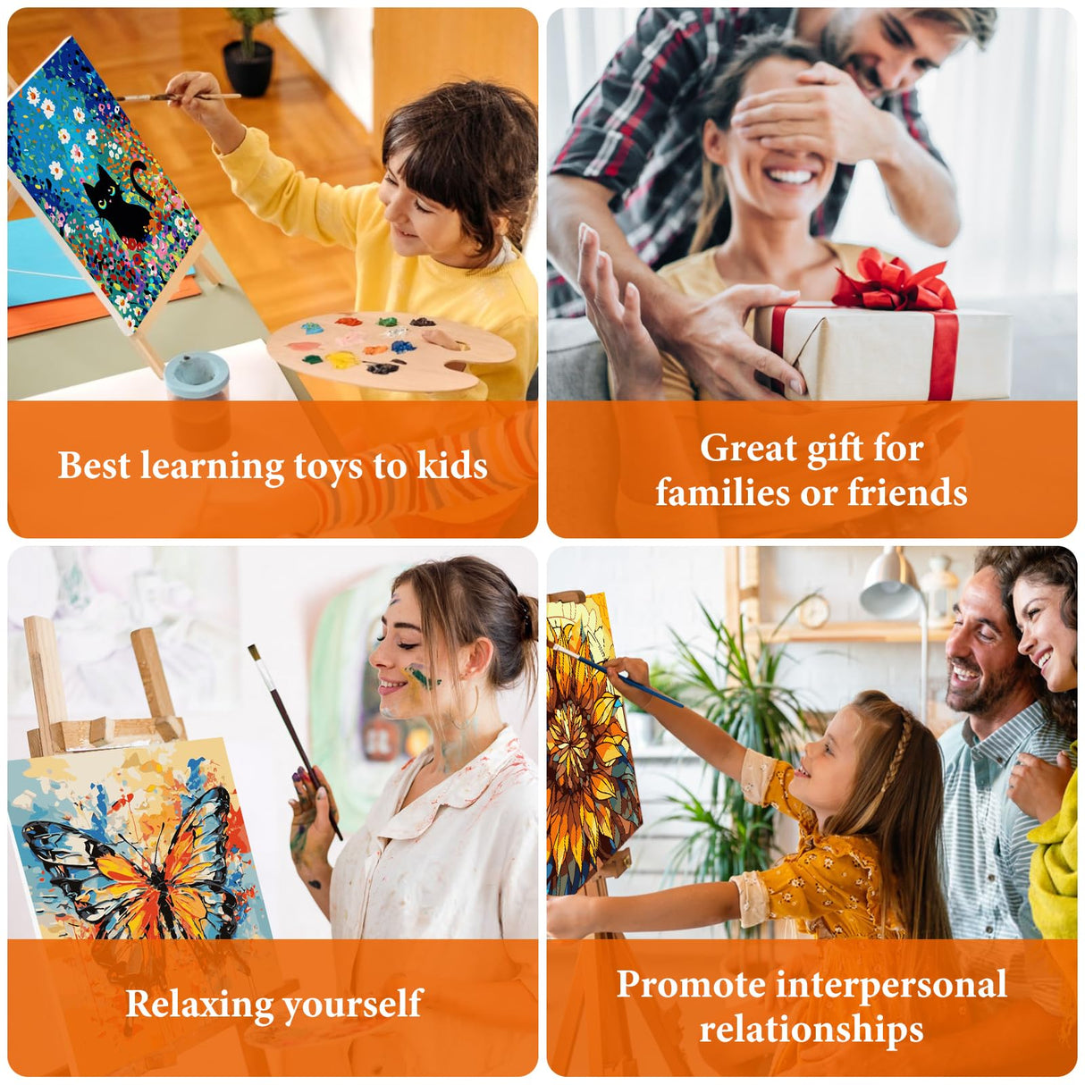 Framed Paint by Numbers Kit for Adults Beginner, Countryside Sunset Adult Paint by Number Kits on Canvas, Riverside Cabin Oil Painting by Numbers for Home Decor Gift 16” W x 20”L Fountor