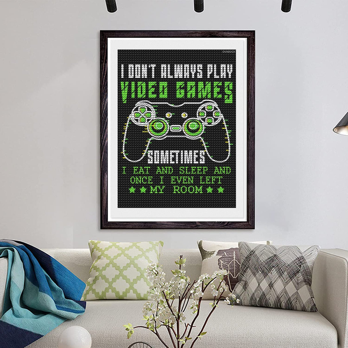 DIY Diamond Painting Kits Funny Video Games Gamer Saying Diamond Art for Adults Kids, Full Round Drill Paint by Numbers Arts Pictures for Home Wall Decor Gifts 12X16 inch DVWIVGY