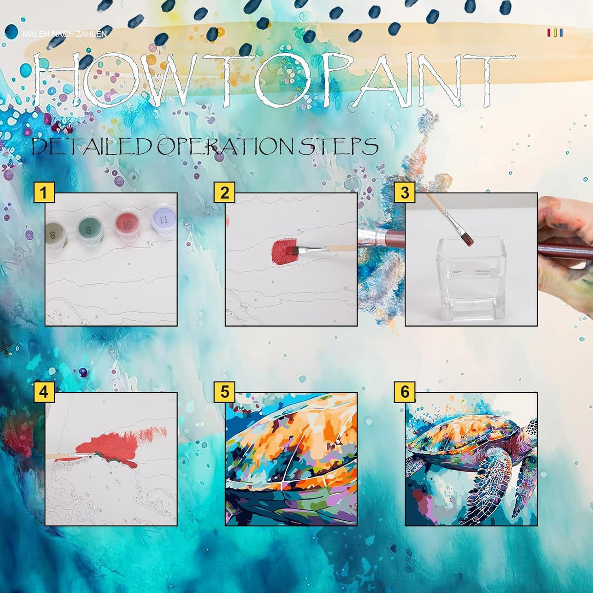 Paint by Number for Adults Canvas Sea Turtle - Painting by Numbers Adults' Beginner Craft Kits with 4 Brushes and Acrylic Paint(16X20 Inch) Aapxi