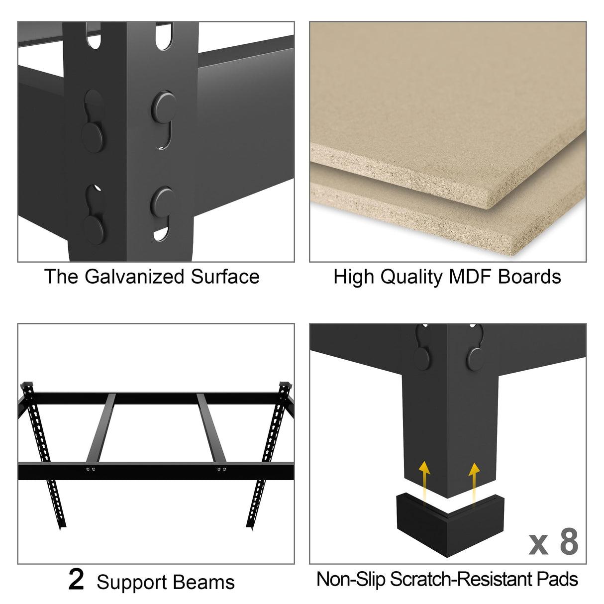 PrimeZone 2 Pack Storage Shelves 48" x 24" x 72" - 5 Tier Heavy Duty Adjustable Garage Storage Shelving, Metal Storage Utility Rack Shelf Unit for Warehouse Pantry Closet Kitchen, Black PrimeZone