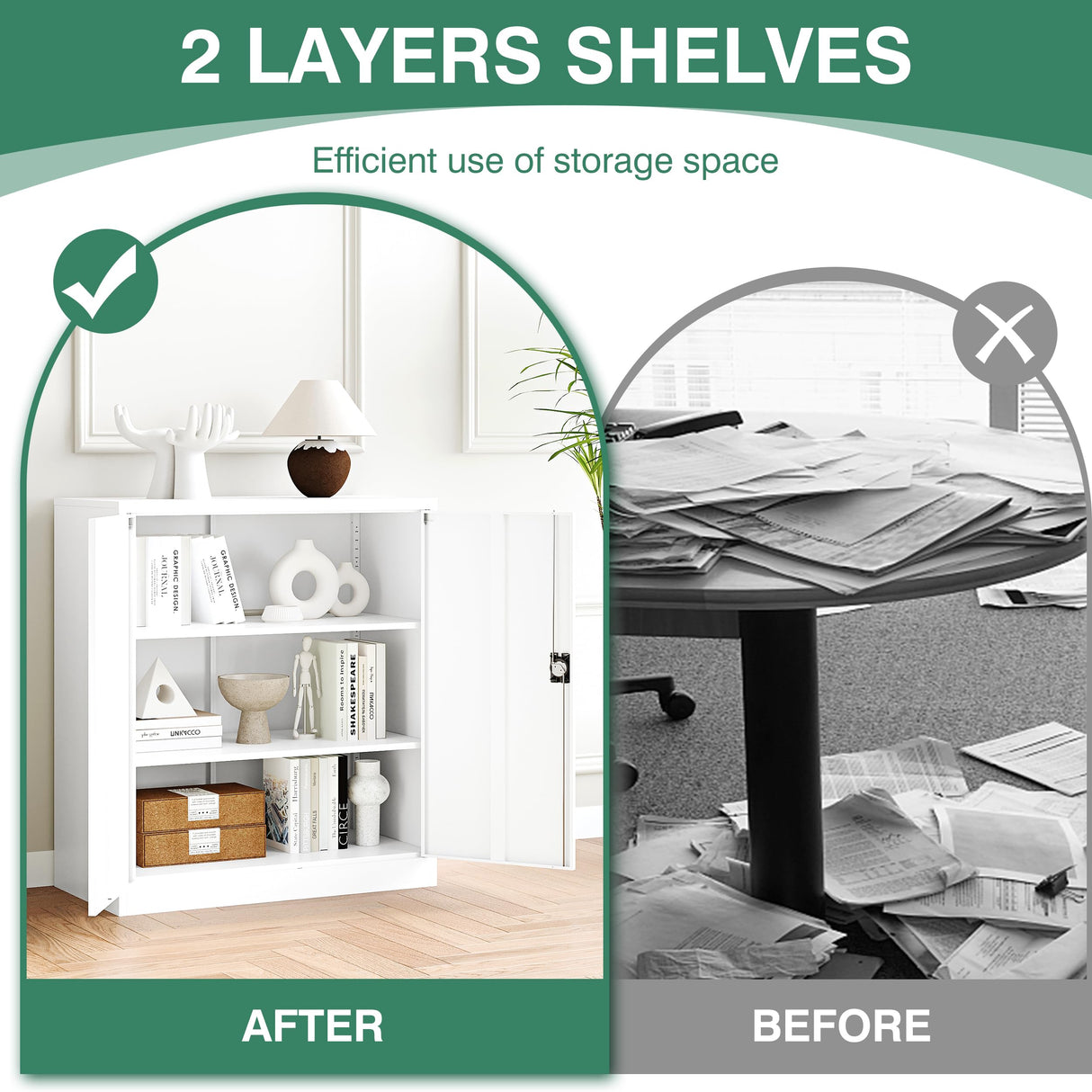 Letaya Metal Storage Cabinets with Lock Door,2 Adjustable Shelves Organizer Steel Storage Cabinets for Home,Office,Warehouse,Garage,Employee Lockers(White) Letaya