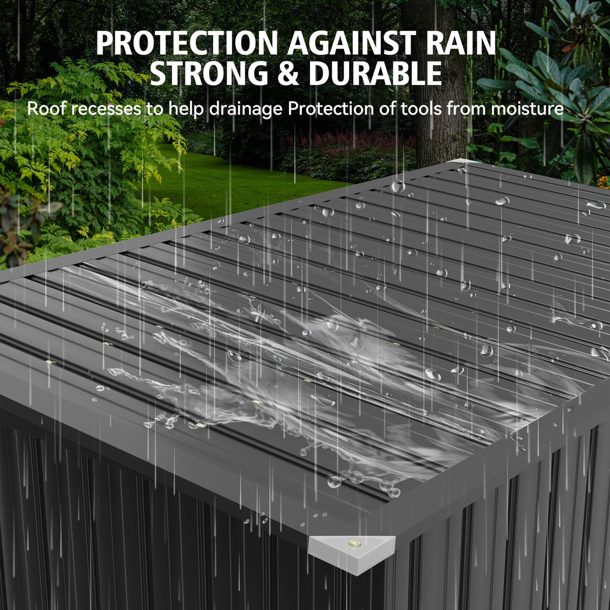 Jolydale 79 Cu. Ft Premium Storage Shed 3.3 x 5.6 FT Outside Metal Trash Shed Waterproof Outside Storage with Lid Chain Storage Trash Can Weeding Tools, for Garden, Backyard, Patio (Black) Jolydale