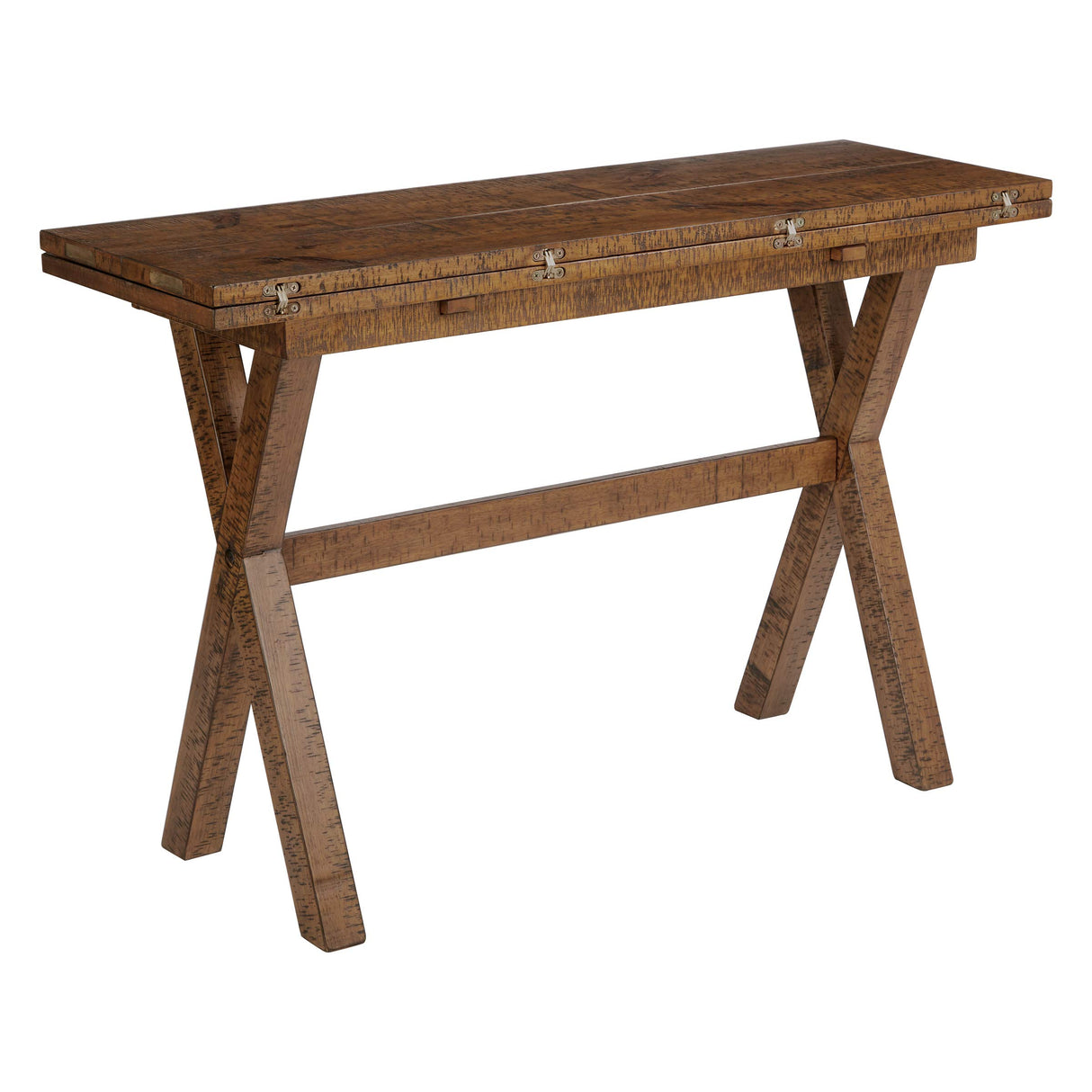 OSP Home Furnishings McKayla Flip-Top Expanding Desk to Dining Table, Distressed Brown Finish OSP Home Furnishings