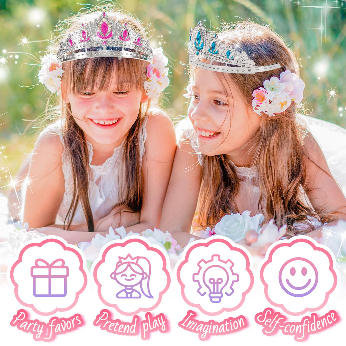 NINAOR Princess Crown Party Favors, 16Pcs Princess Dress Up Tiaras for Birthday Girl Cosplay Accessories, Princess Pretend Play Jewelry Party Supplies NINAOR