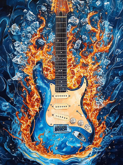 VAIIEYO 5D DIY Diamond Art Kits for Adults Guitar, Diamond Painting Musical Instrument, Paint by Numbers Full Drill Round Rhinestone Craft Canvas for Home Wall Decor Gift 12x16 inch-7