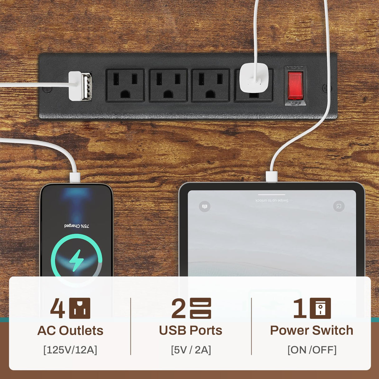 SEDETA Reversible L Shaped Computer Desk with Power Outlets, LED Strip, and Ample Storage in Rustic Brown SEDETA