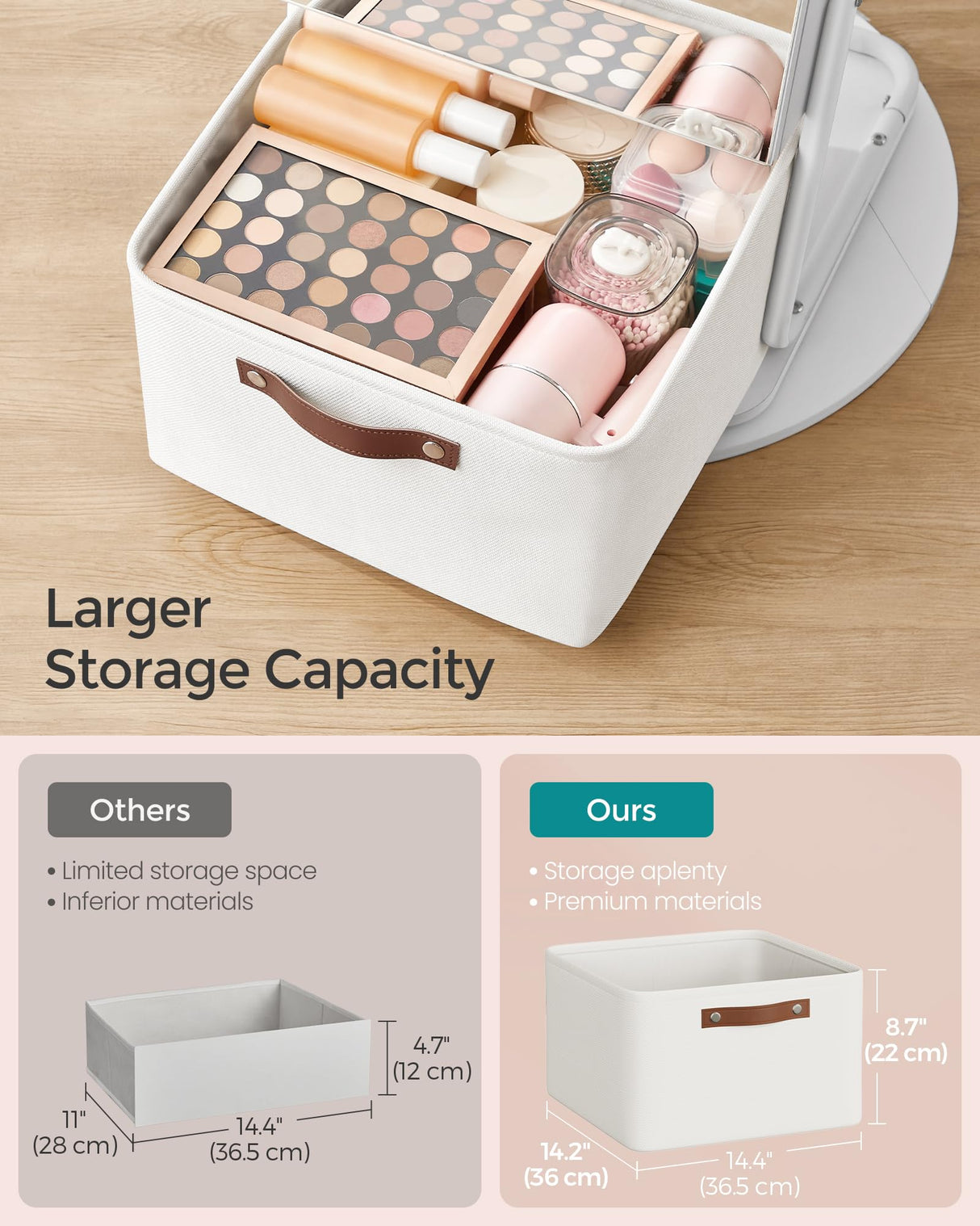 SONGMICS 360° Swivel Mirrored Jewelry Cabinet with Lights, Full-Length Mirror with Jewelry Storage, Standing Jewelry Armoire Organizer, with Large Storage Basket, Makeup Shelf, Cloud White UJJC018W01 SONGMICS